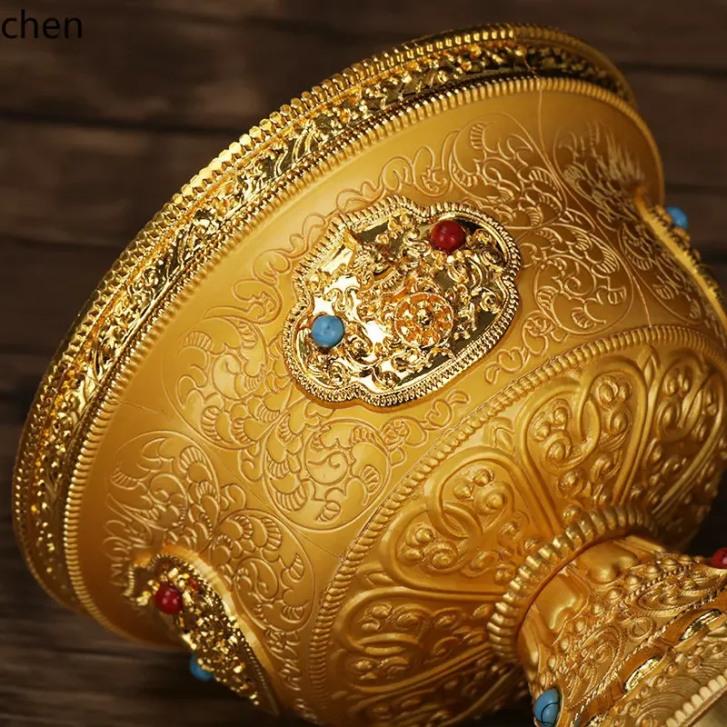 

X5-15 worship supplies water cup for buddha cup eight auspicious copper gilt diamond handmade holy water cup fasting bowl