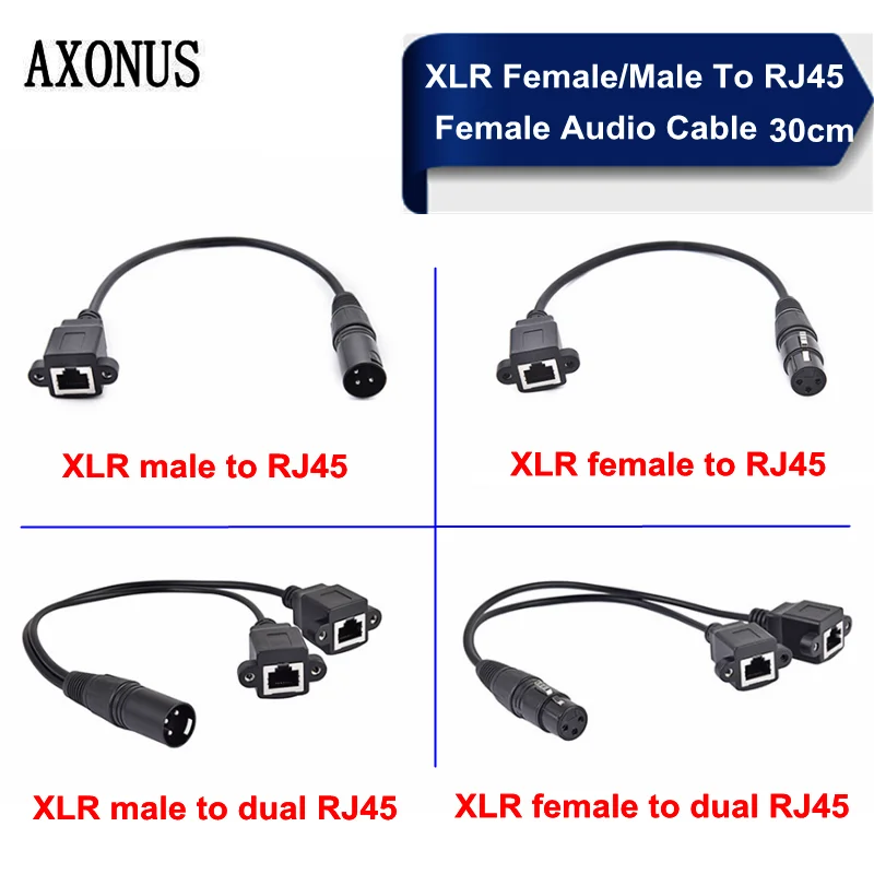 

Трехжильный аудиокабель XLR «папа/гнездо» на двойной разъем RJ45 «мама» Сигнальный кабель Кабель-переходник XLR на RJ45