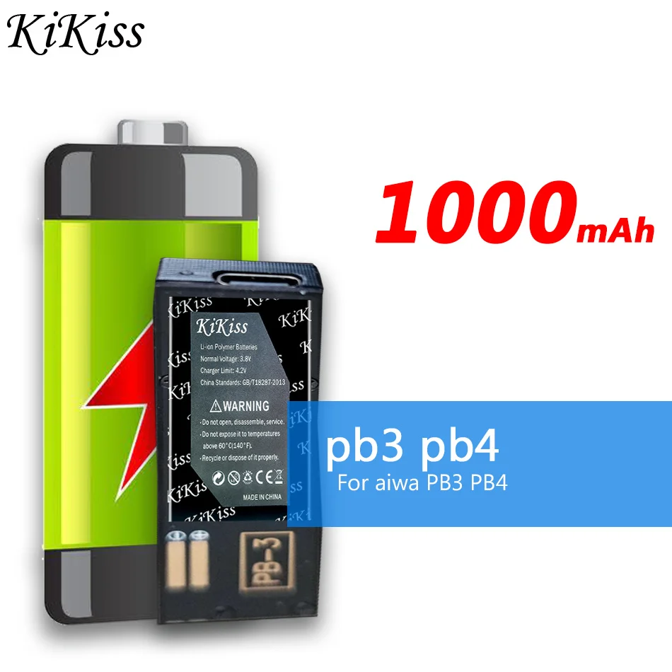 

1000mAh KiKiss Battery pb3 pb4 For aiwa PB3 PB4 jx729 jx629 jx202 jx303 jx505 px370 jx609 p50 jx303 jx2000 px30 px50