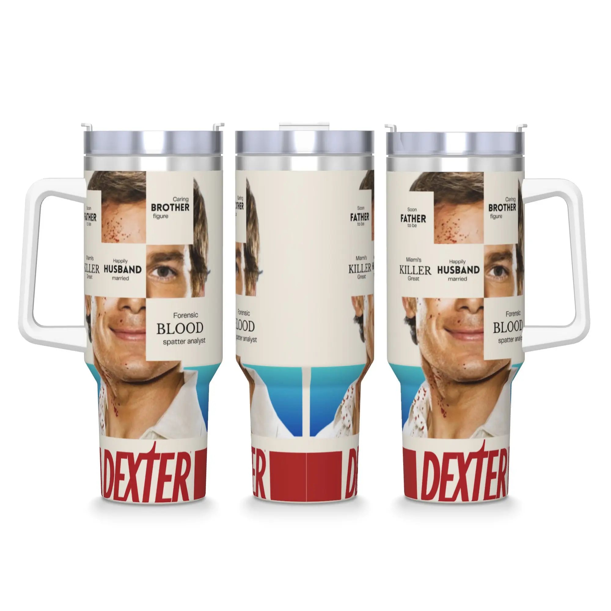 

Dexter Morgan Tumbler Hot Drinks Water Bottle Portable Stainless Steel Thermal Cups Design Driving Mugs Cup
