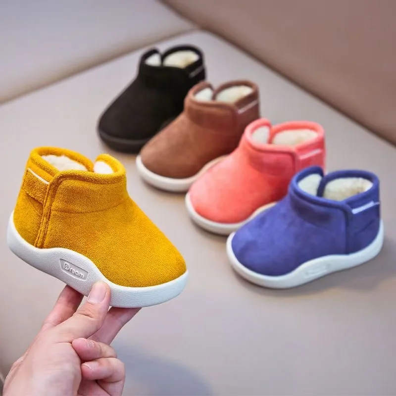 2025 New Winter Baby Shoes Boys Girls Warm Plush Toddler Snow Boots 0-5 Years Kids Fashion Anti-slip Sneakers Children Shoes