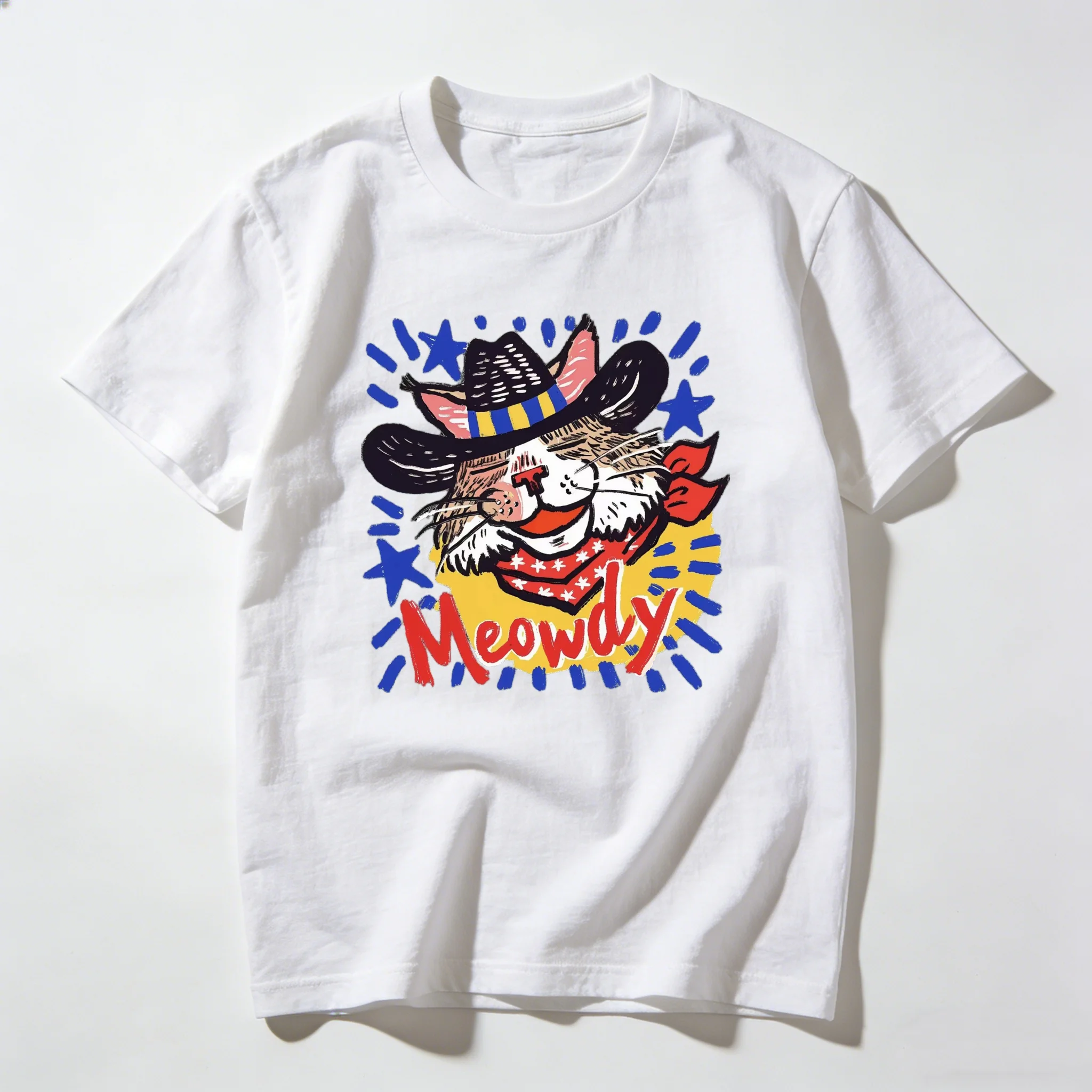 

Футболка унисекс из чистого хлопка в американском ретро-стиле с ковбойским принтом для взрослых и детей, разноцветная, для пар и семейных комплектов