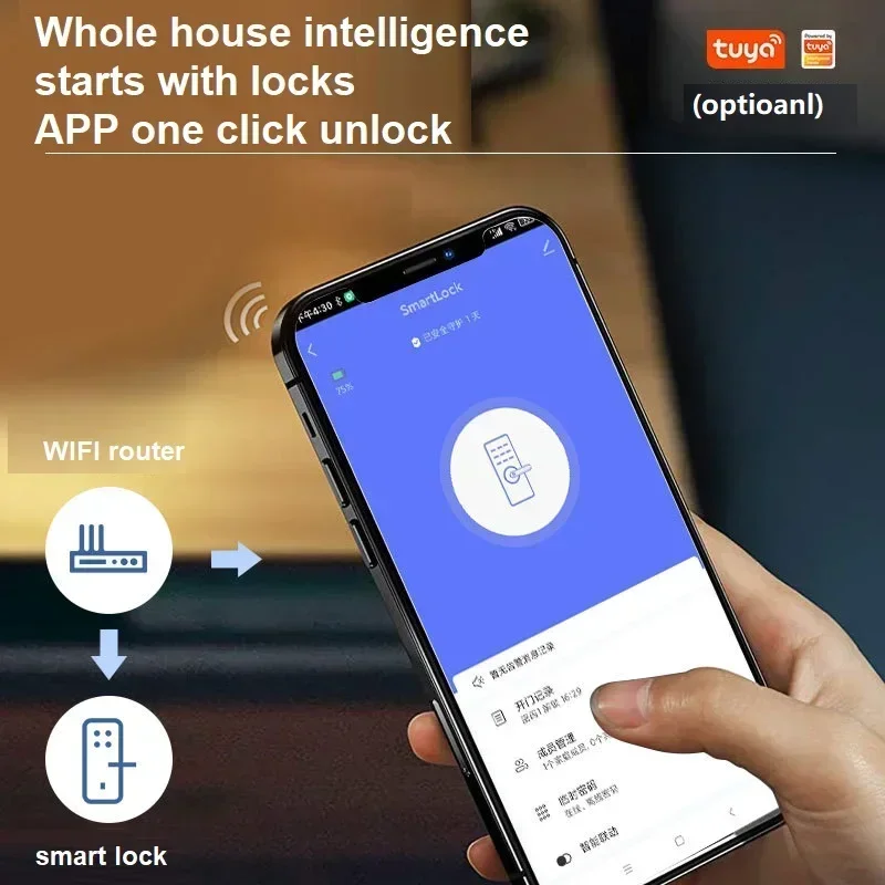 Tuya WIFI Smart Door Lock Fingerprint Lock TTlock BLE Fingerprint Password IC Card NFC Key Remote Unlock Electronic Locks