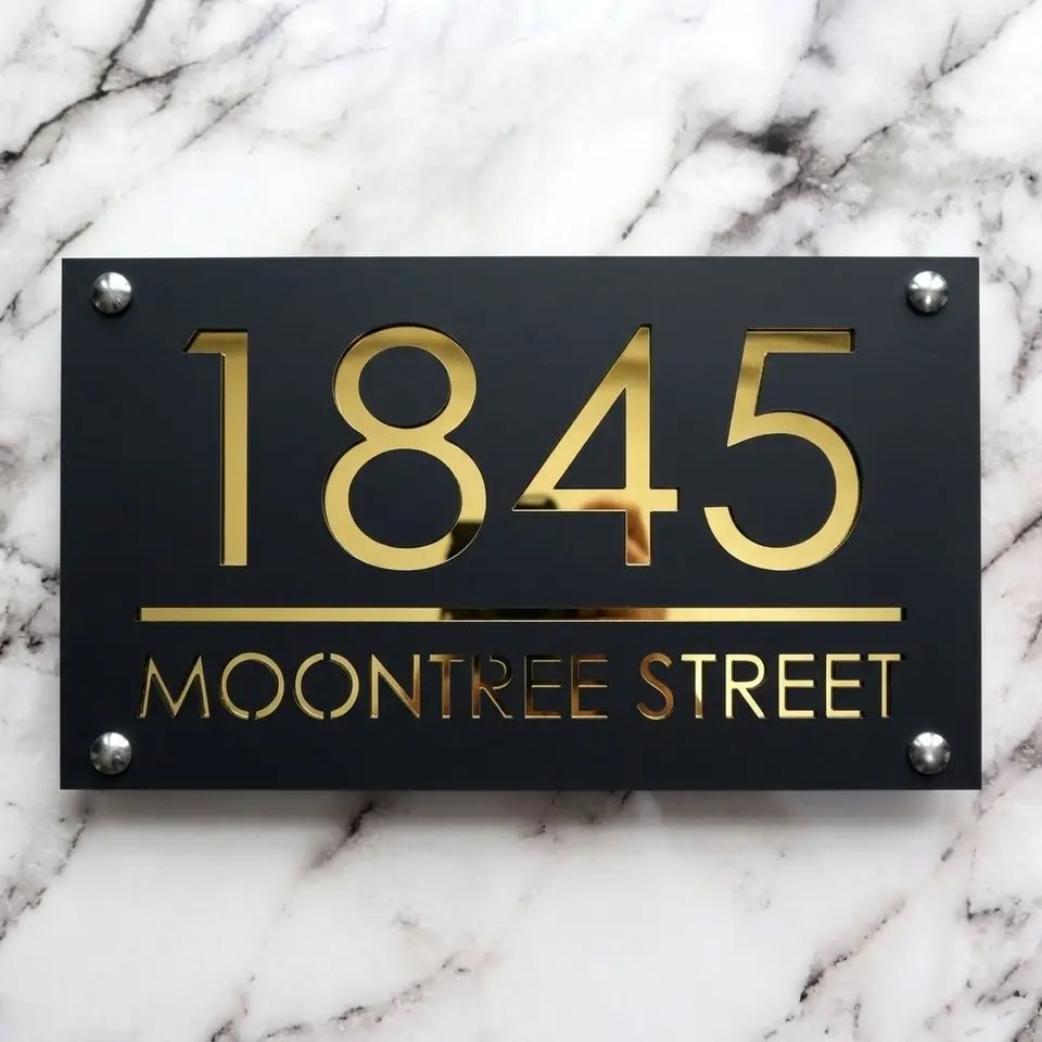3D Laser Cut Acrylic Door Plate Custom House Number Address Sign Outdoor Waterproof Personalized Street Home Villa Number Plaque