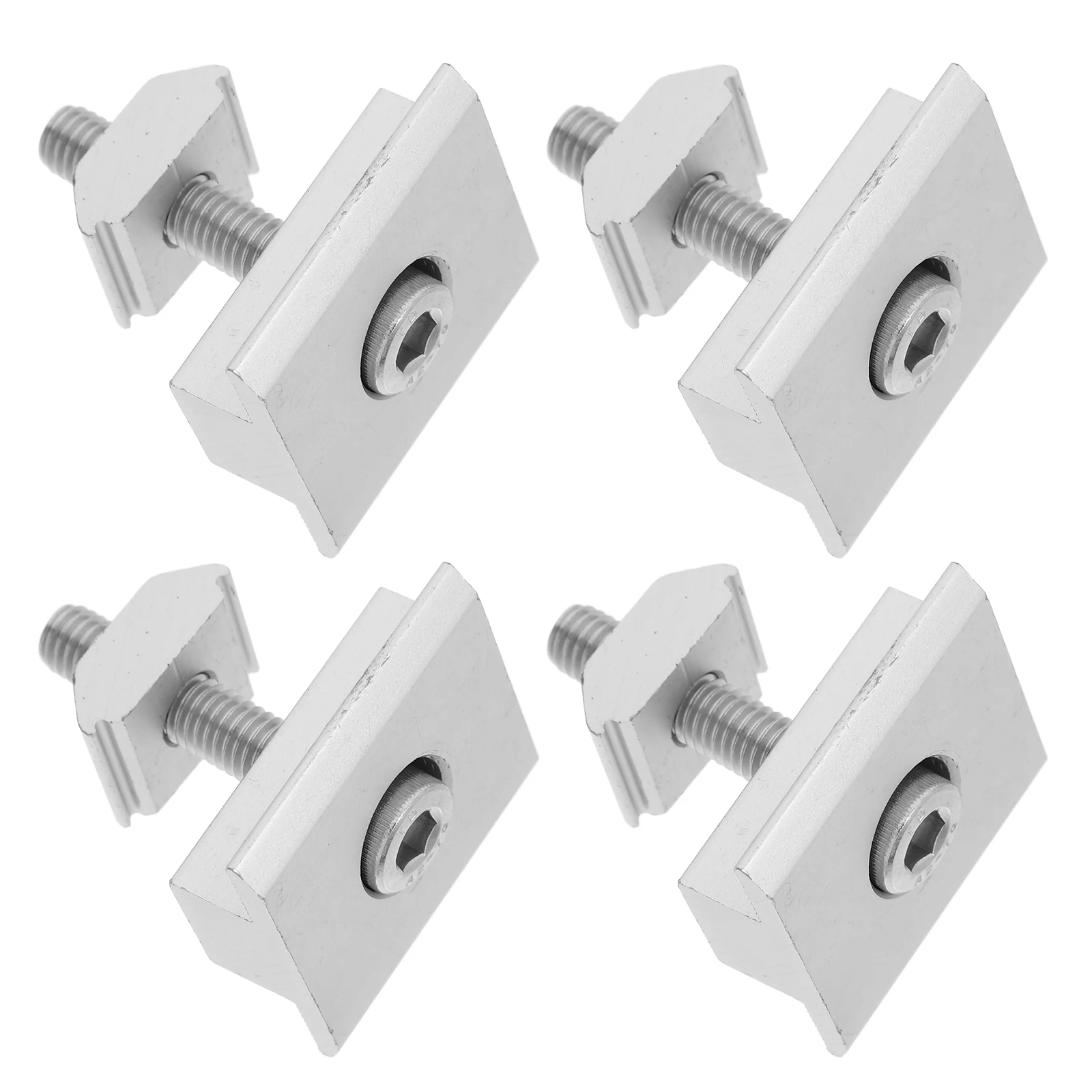 

4pcs Aluminum Alloy Solar Panel Mid Clamps Hex Socket Head Cap Bolts Spring Washer Durable Mounting Hardware Adjustable Clamps