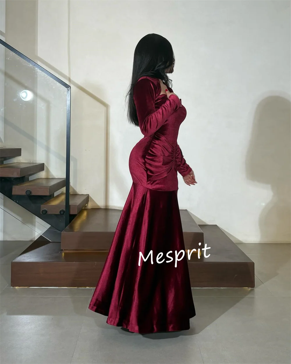 Jersey Bow Pleat Christmas Straight V-Neck Bespoke Occasion Gown Long Dresses