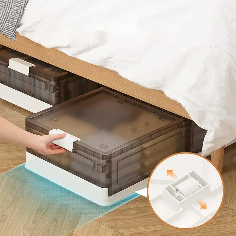 Under-Bed Folding Storage Box Flat Clothes and Quilt Organizer Space-Saving Plastic Container for Efficient Home Organization