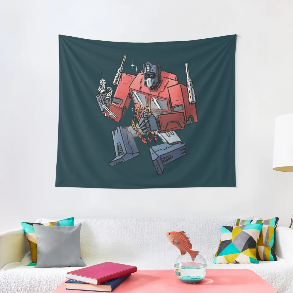 

Optimus plays with Bionicles Tapestry Home Decor Aesthetic Wall Art Tapestry