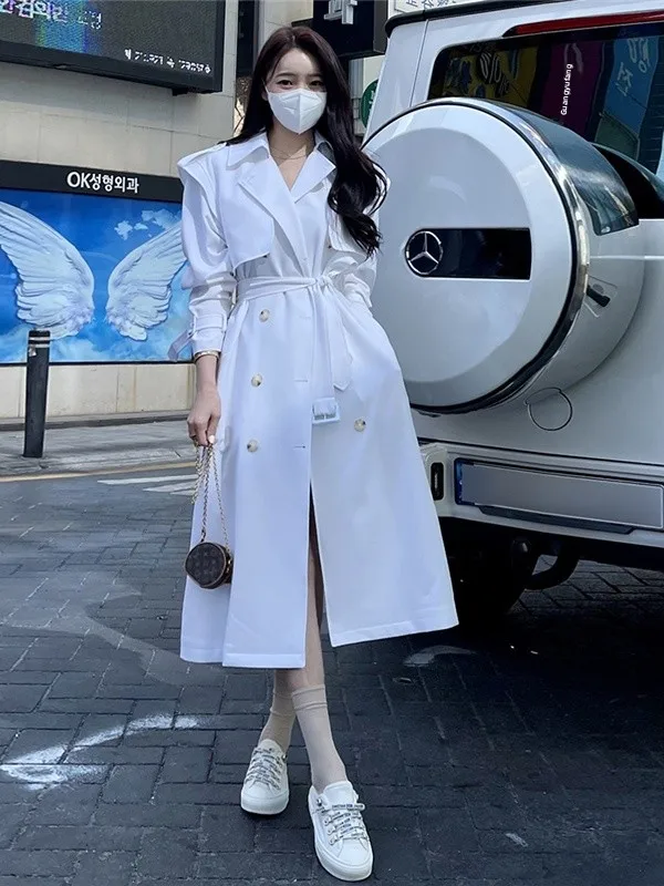 

Женское повседневное пальто Ele White миди длины до колена, с высокой талией, из полиэстера