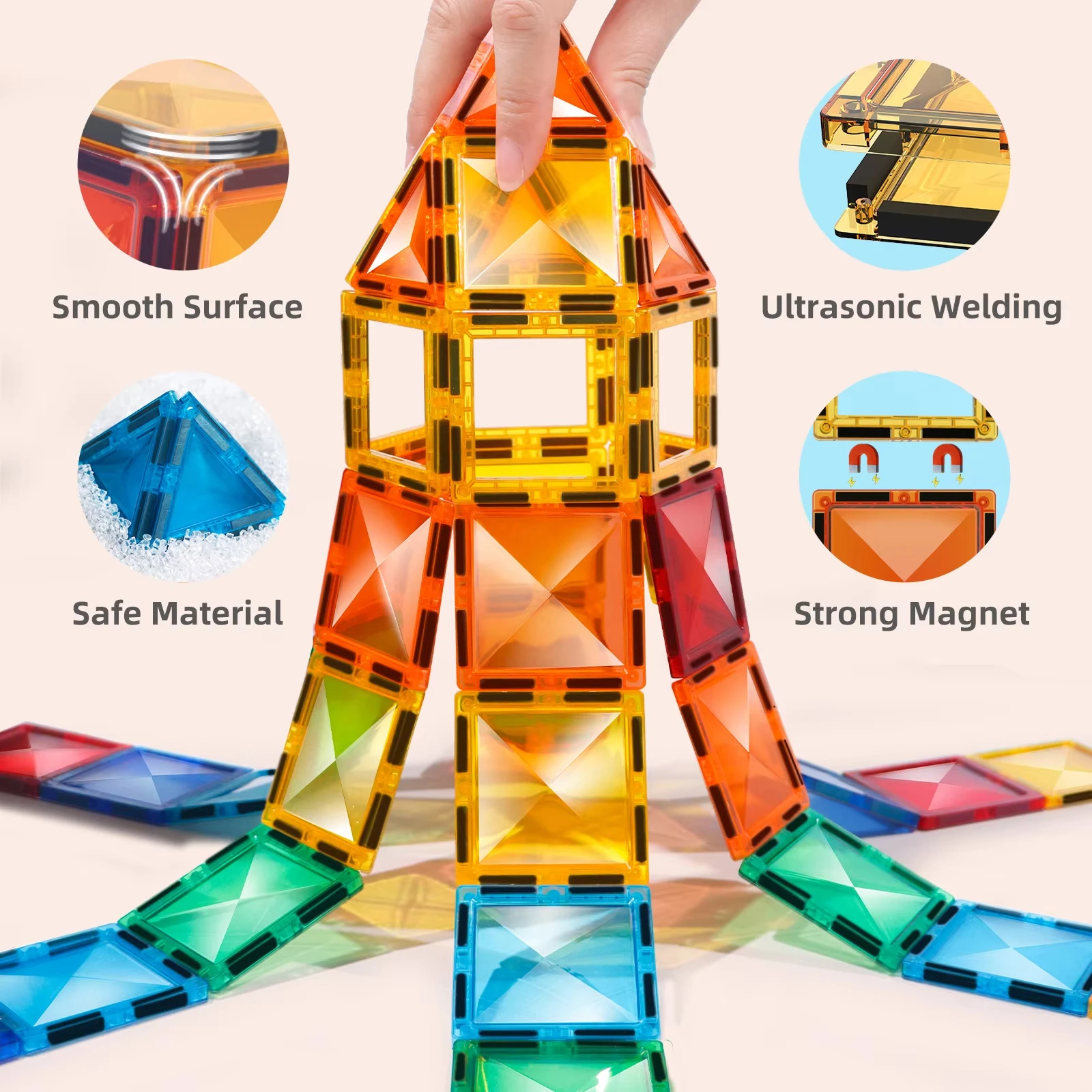 Magnetische Fliesen STME-Spielzeug, 120 Stück, für Kinder, Vorschule, Lernen, pädagogisches