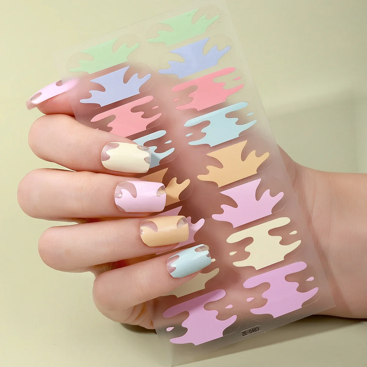 16 نصائح غطاء كامل ملصقات الأظافر الصيف الملونة البولكا نقطة مسمار البولندية الديكور الآيس كريم ذاتية اللصق مسمار الفن ملصق