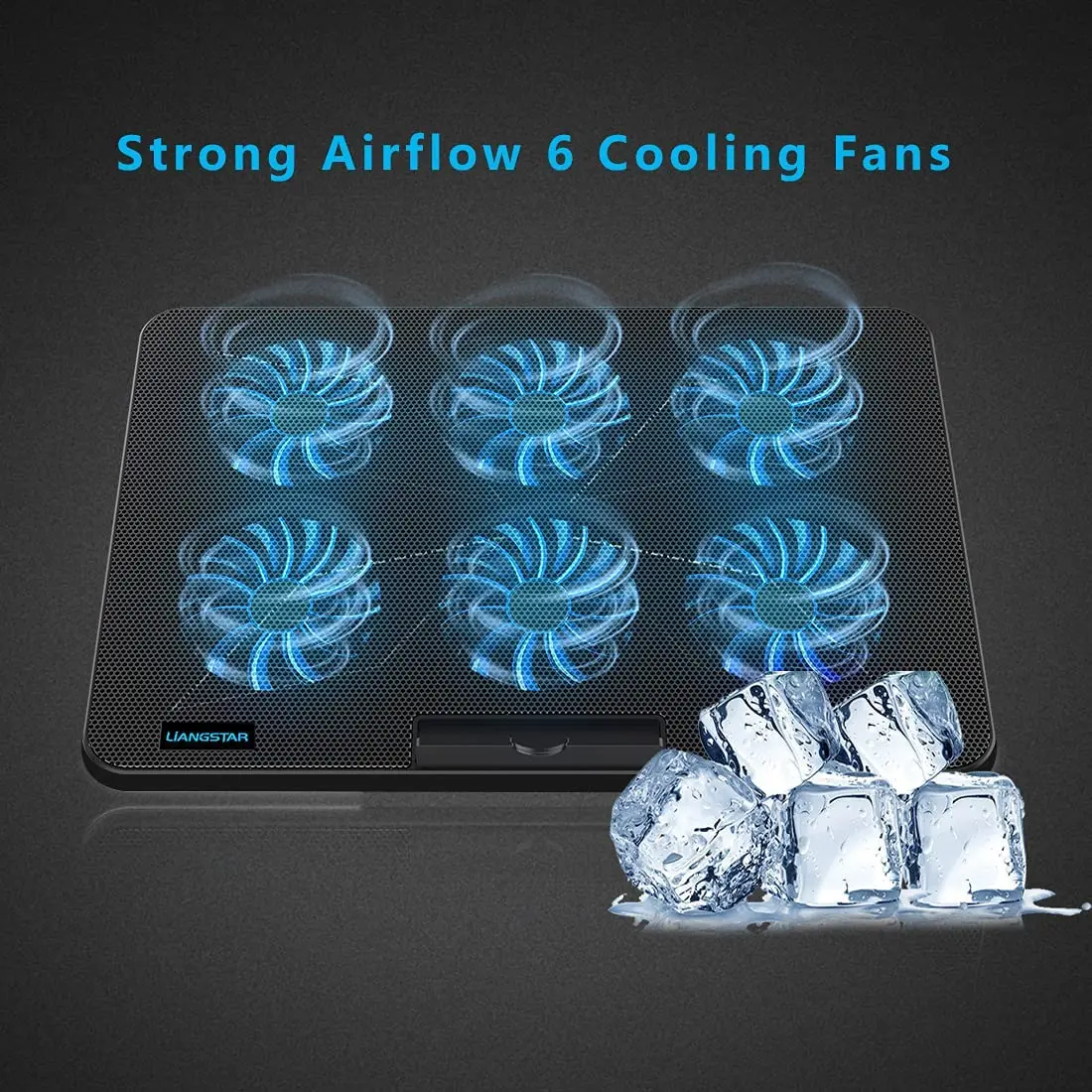 Laptop Cooling Pad, Laptop Cooler with 6 Quiet Fans for 12-17 Inch Notebook Gaming Fan Stable Stand, 2 USB Port & Phone Holder