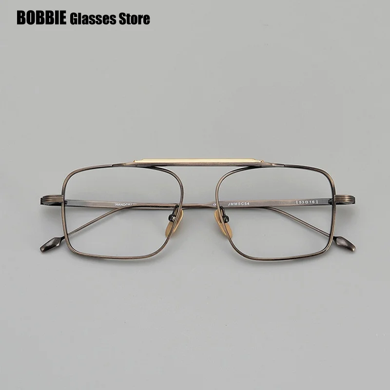 Pilot Glasses Frame Square Titanium Men Women Optical Eyeglasses Double Beam Eyewear Blue Light Lens JMM Japanese Handmade 2025