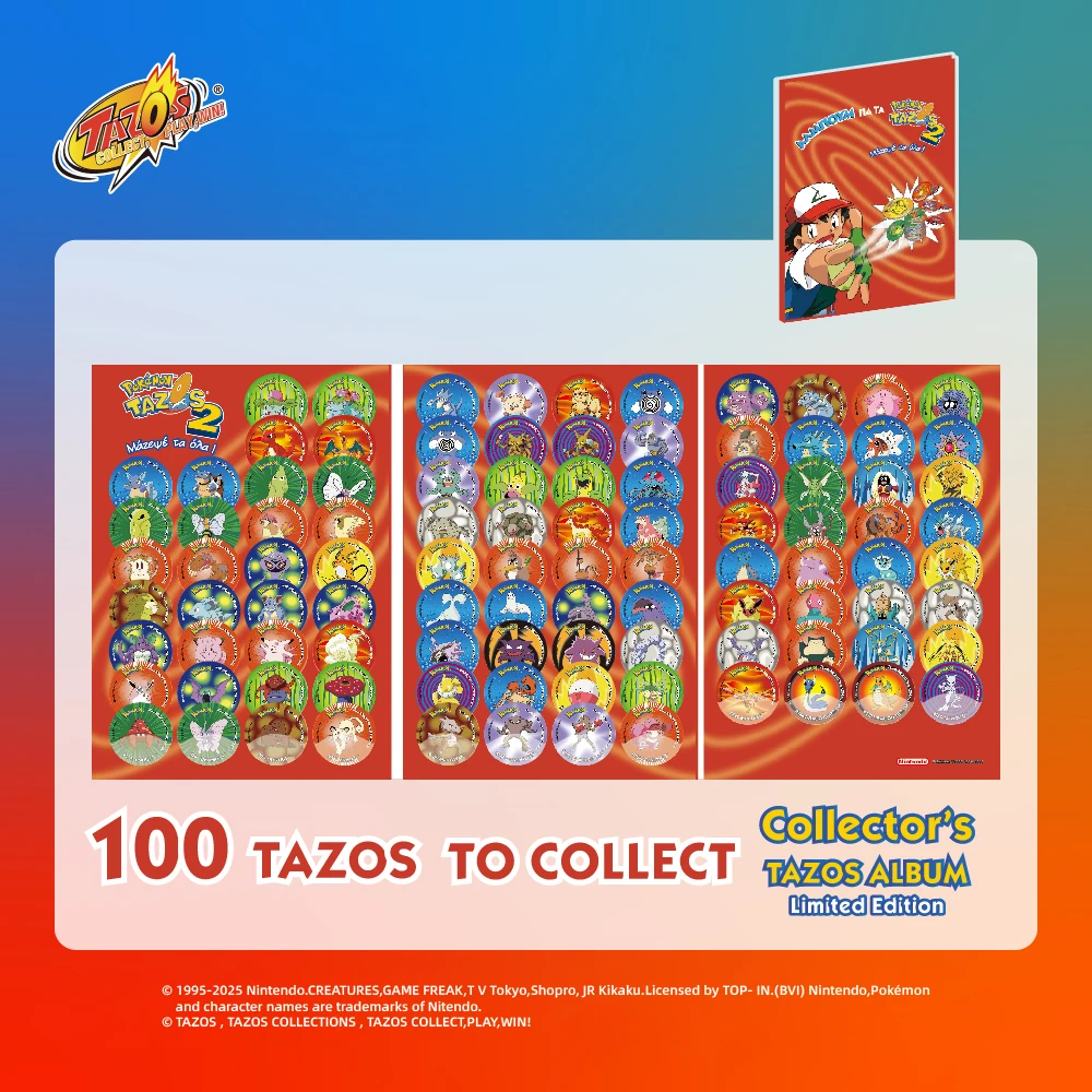 TAZOS Collections Pokemon 1 2 & 3 Full/Complete Album Set 81/100/90Pcs Flippo Pogs Taps【Spanish & Greek version-Total 271Pcs】