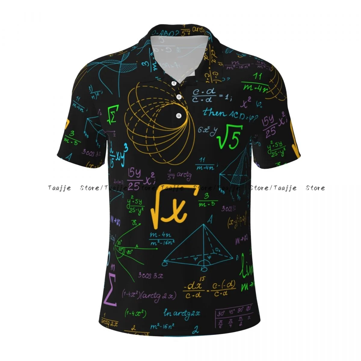 Back To School Black Educational Math Men's polo shirt collar T-shirt short sleeve casual street shirt