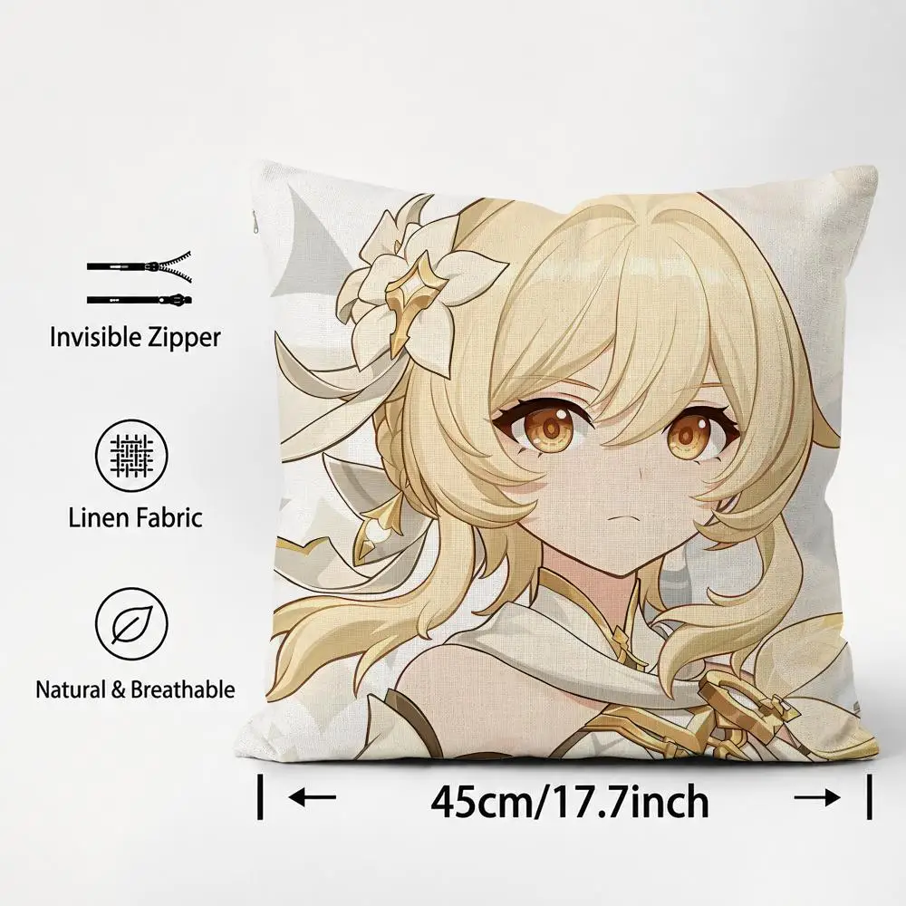 Character Lumine Cushion Cover Cushion Covers Natural Linen Breathable Sofa Bedroom Decor Pillowcase