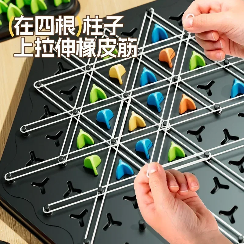 New Geometry Chain Chess Puzzle Triangle Chess Desktop Game Rubber Band Training Family Interaction Exercise Thinking Toys Gifts