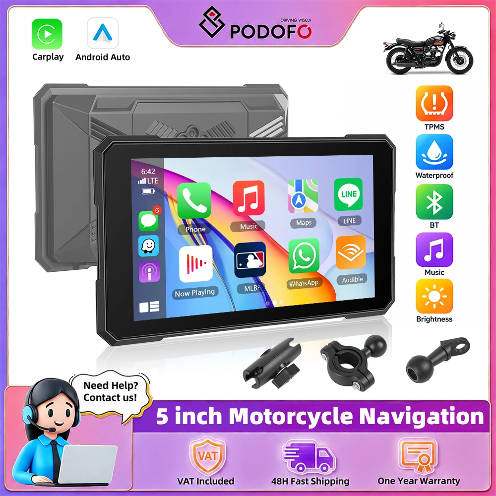 Podofo Tablero Digital para Motocicleta 5 Pulgadas