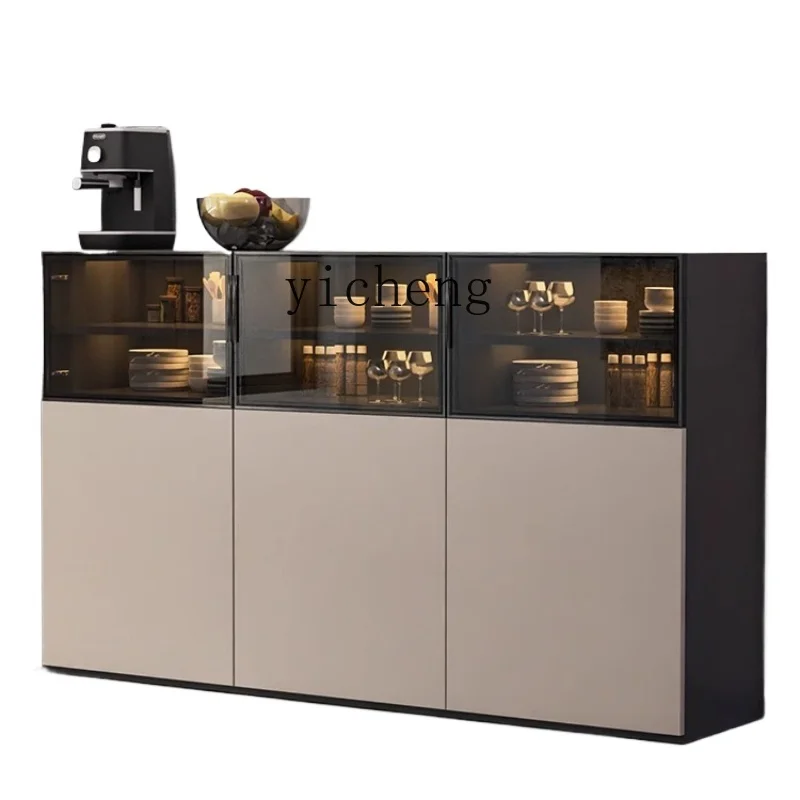 

Solid Wood Sideboard Integrated Wall Living Room Home Tea Cabinet Modern Simple and Light Luxury High-Grade Wine Cabinet