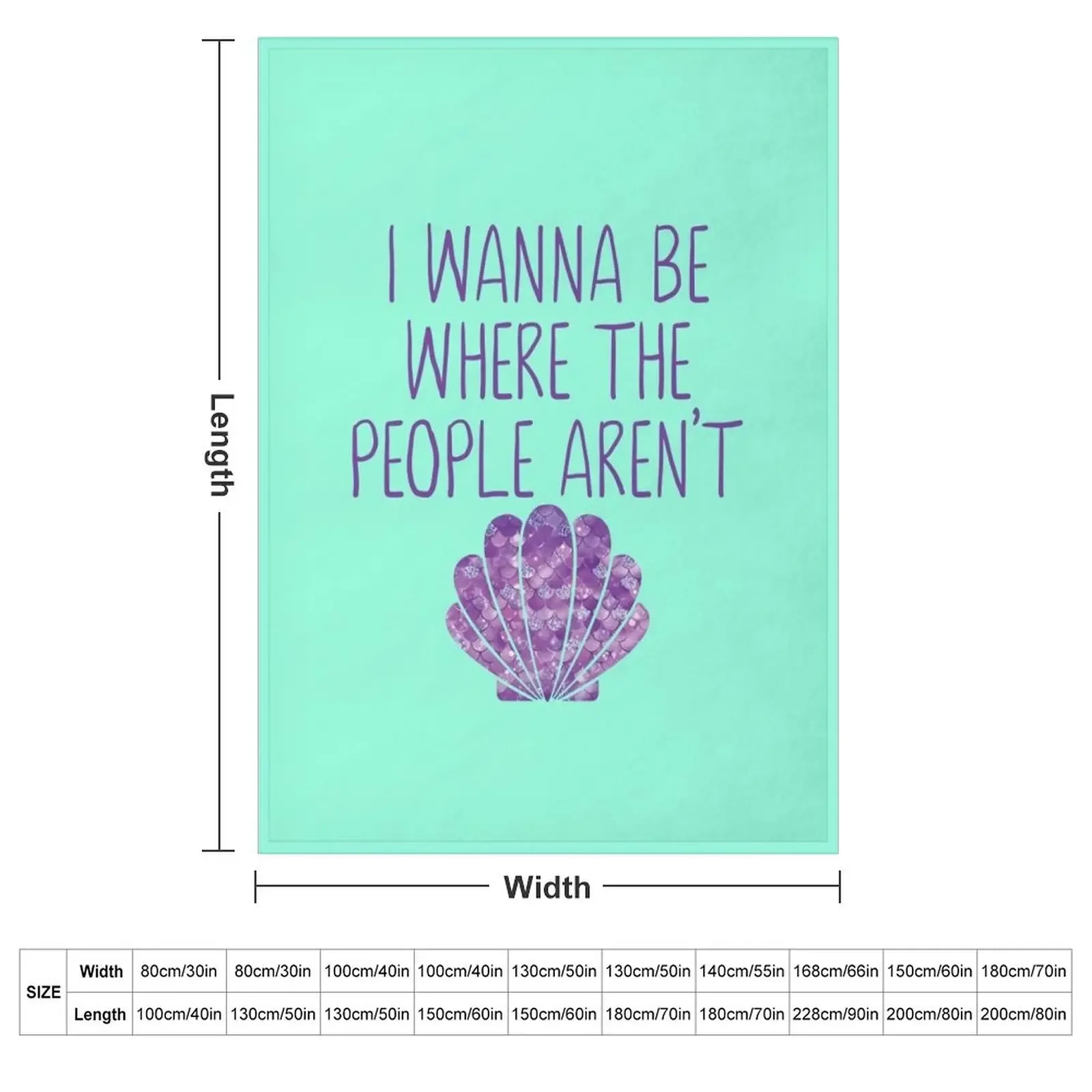 I Wanna Be Where The People Aren't Mermaid Throw Blanket Summer Decorative Throw Soft Big Moving Blankets