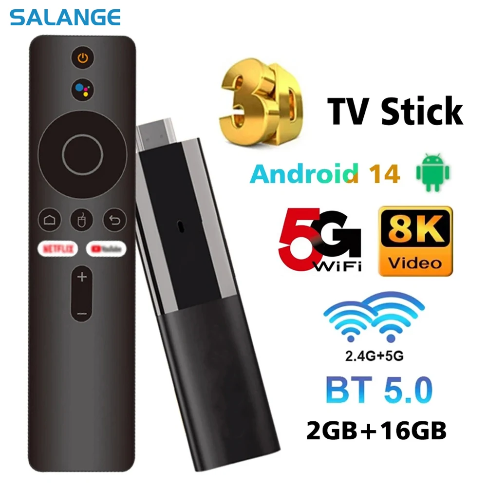 

Salange M98 Y10 Smart TV Stick Android 14 ATV Allwinner H618 Support 4K 8K 2.4G/5G Dual WIFI Airplay Preinstalled APP TV Stick