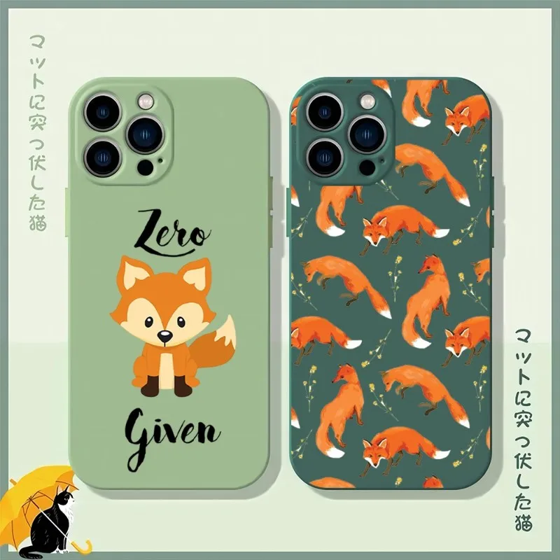 Anime Funny Foxs Lovely Phone Case Matcha Green For IPhone 12Pro 13 14 11 Pro Max Mini Xs X Xr 7 8 6 Plus Se2020 Cover