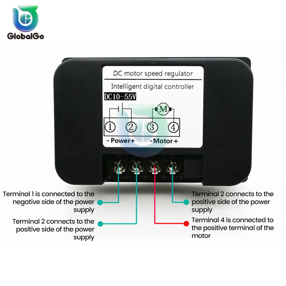 DC10-55V 40A Motor Controller Digital Display Speed Adjustable PWM Forward to Reverse Rotation Tachometer