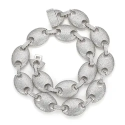 20mm Big Heavy Solid Pig Nose Link Chain Hip Hop 5A+ CZ Stone Bling Iced Out Coffee Bean Necklaces for Men Rapper Jewelry