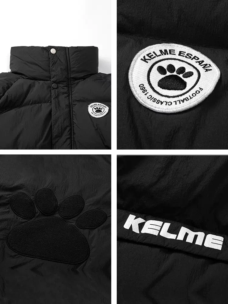 KELME Winter Leisure Fashion Sports Down Jacket Men And Women\'s Short Thickened Lovers\' Black Coat Warm Winter Jacket 9247YR1029