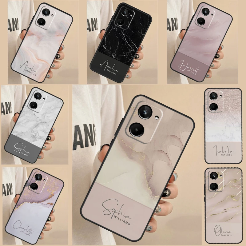 Personalised Signature Surname Marble For Realme C33 C55 C53 C35 C31 C30 C21Y C25s C15 GT Neo 5 3 3T 2T 8 9 10 11 Pro Plus Case