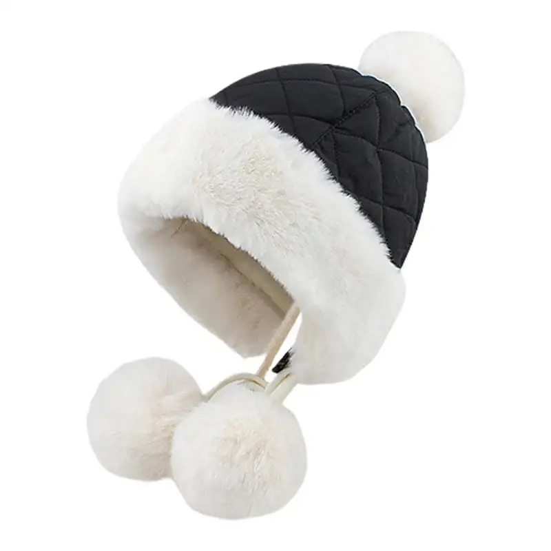 

Peruvian Cover Ears Beanie Cute Plush Pompom Hat With Earflap Stylish Pullover Hat For Women Girls Daily Beanies For Cold