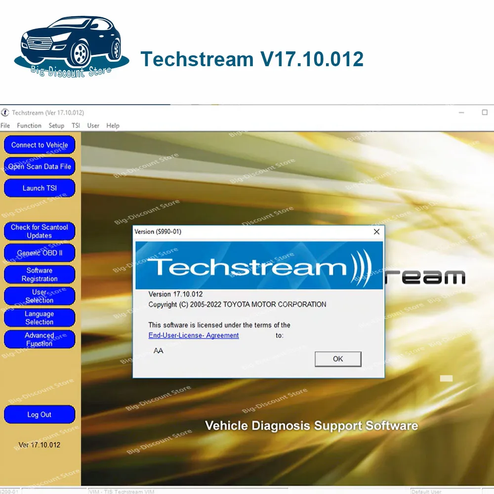 Newest Version 2023 FOR TOYOTA TIS Techstream 18.00.008 Software CD USB and Active Code Work with MINIVCI OTC Scanner