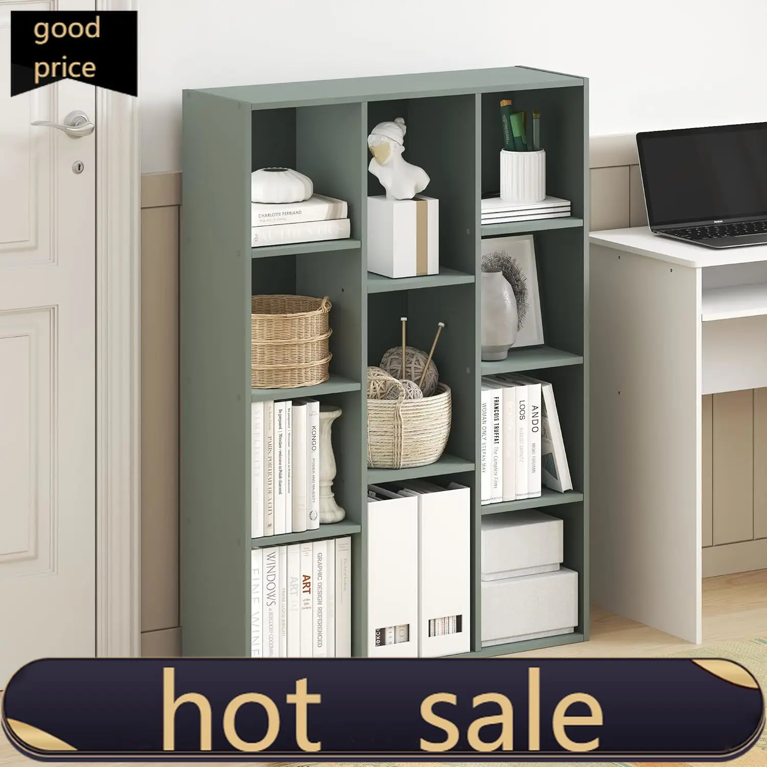 

Полка для книг Furinno LUDER, 11-секционная, двусторонняя, 9,4 x 29,1 x 41,7 дюймов, для гостиной, спальни