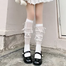 New Kawaii Bowknot Knee High Socks Thigh High Stockings Cute Long Socks Stockings Women Lolita JK Japanese Style Thigh High Sock