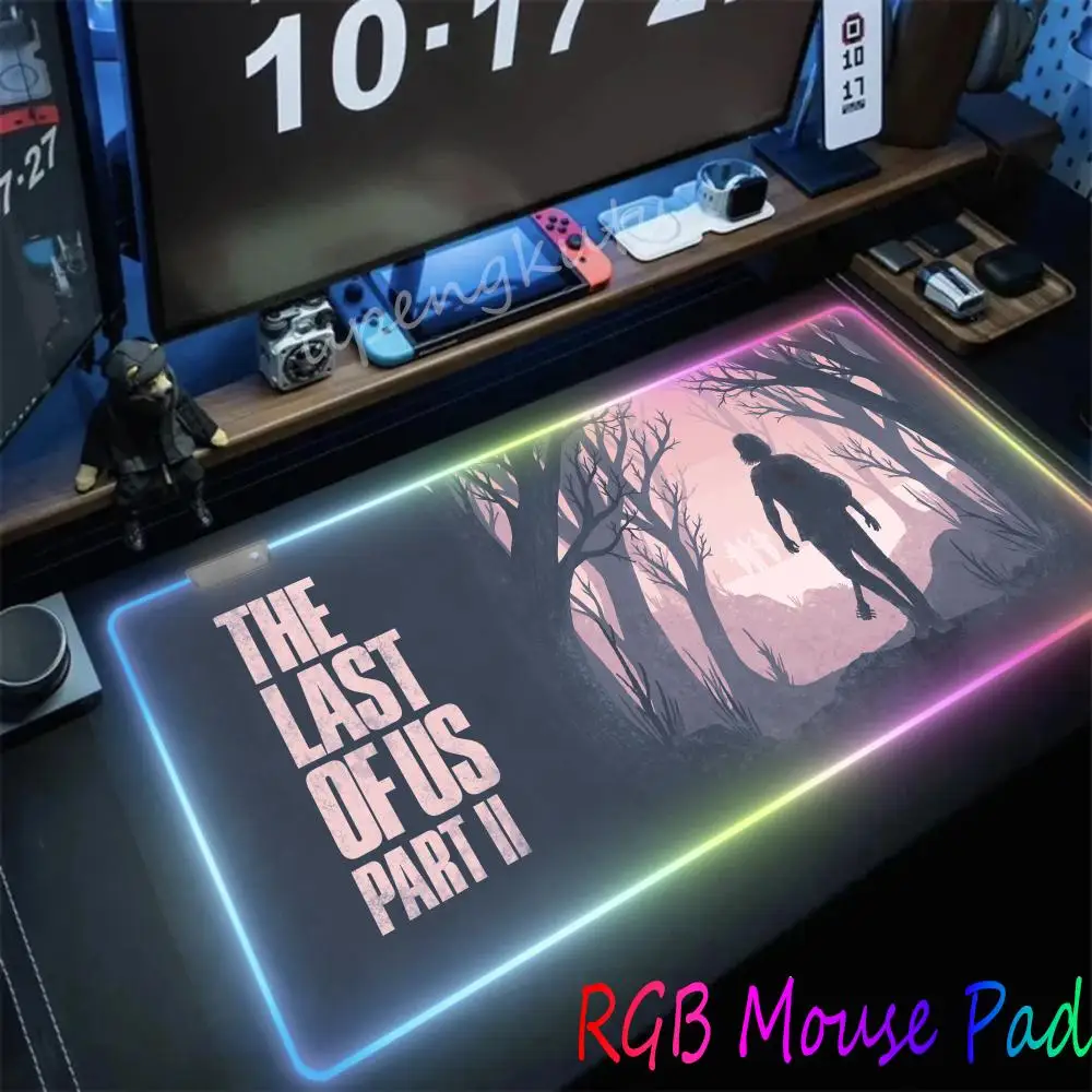 

The Last of US Part 2 Video Game LED Gaming Mousepads Large Desk Mat PC Gamer Mousepad RGB Mouse Pad Luminous Mouses Mice Mats