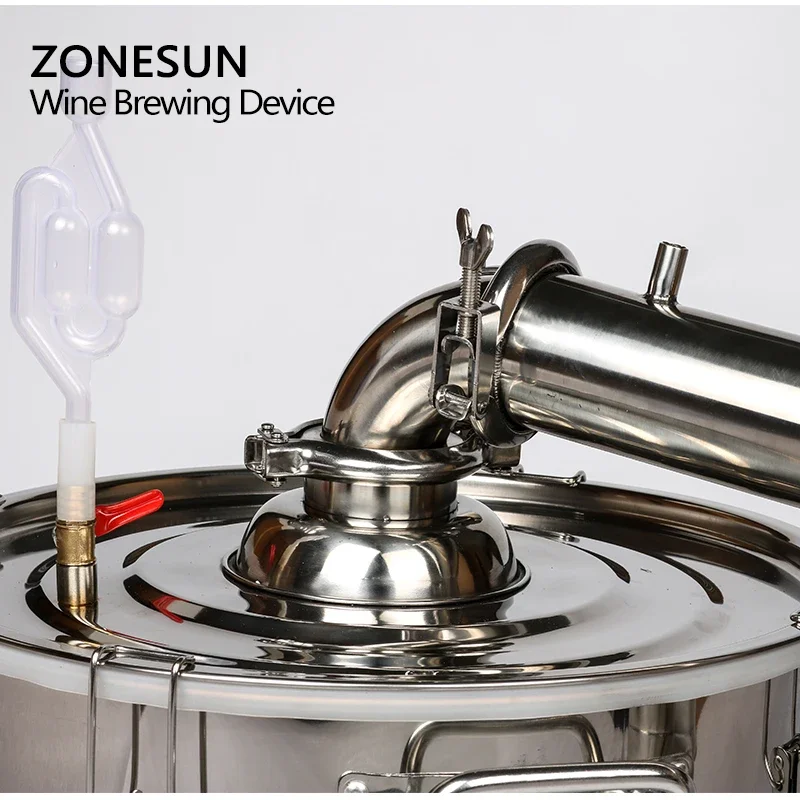 ZONESUN جهاز تخمير النبيذ المنزلي من الفولاذ المقاوم للصدأ 20/30/45/70L جهاز تقطير الكحول/صانع النبيذ دليل إنجليزي + 11 هدايا