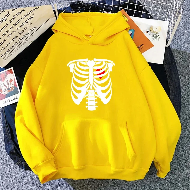 Y2K Fashion Hoodies for Woman Human Skeleton Print Hooded Sweatshirts 2025 Girls All Season Daily Casual Fashion Loose Pullover
