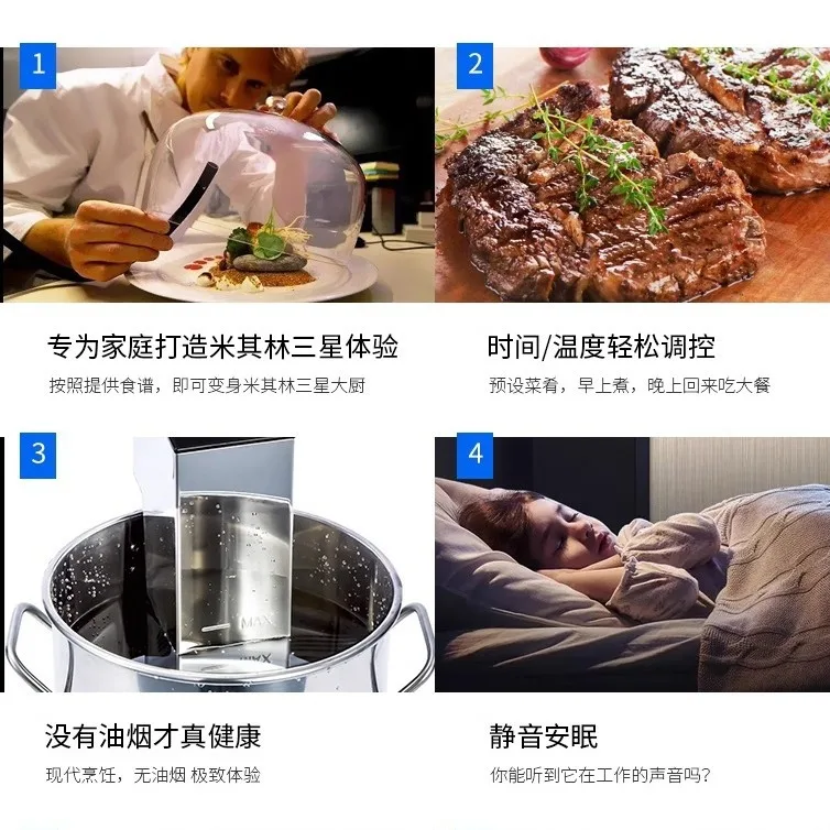 High Power Low Temperature Slow Cooker Vacuum, Constant Temperature Molecular Sous Vide Cooking Machine for Home