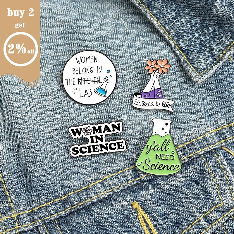 Chemistry Pharmacist Enamel Pin Science Metal Brooches Pins for Backpack Cute Black White Badge Jewelry Gifts Friends Wholesale