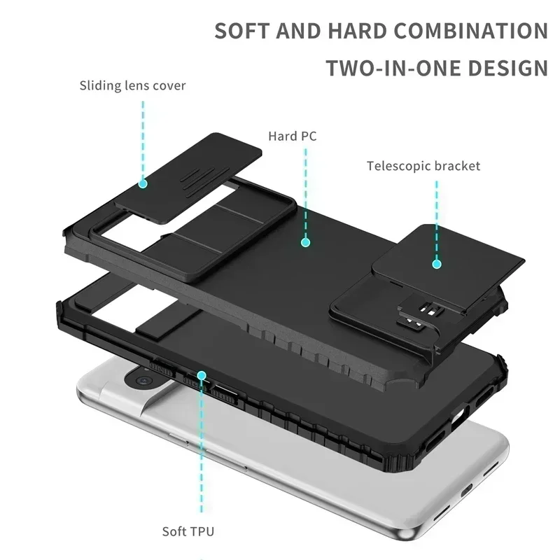 Coque rigide antichoc pour Google Pixel 8 Pro, étui de téléphone avec support pour Googe Pixel8 8Pro Pixel8Pro, protection arrière de l'appareil photo coulissant