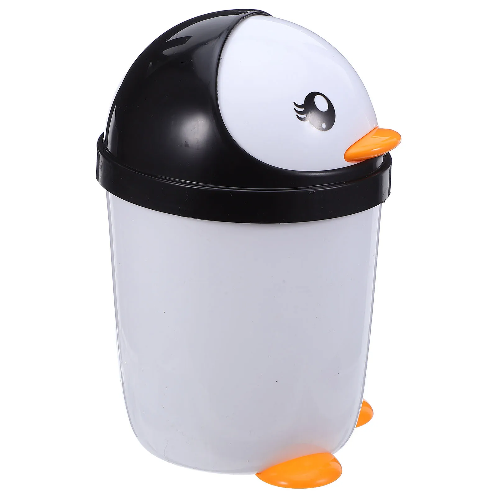 

Penguin Trash Can Swing Lid Design for Bedroom Office Car Kitchen Home Stylish Waste Bin Organizer Mini Desktop