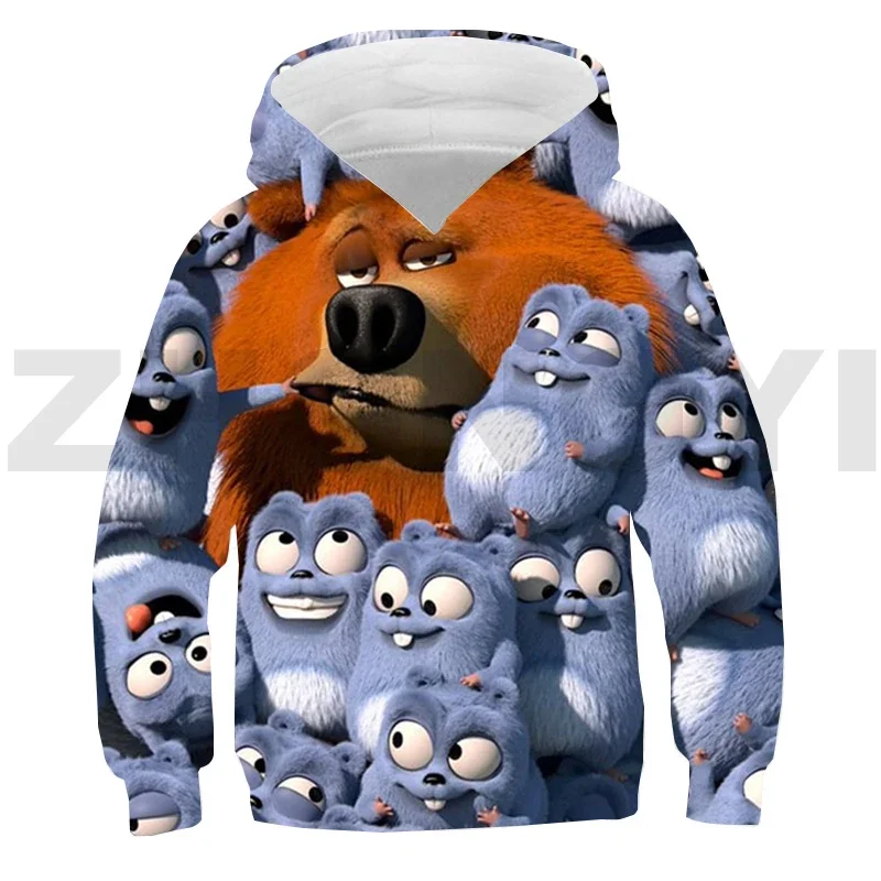 

3D Cartoon Grizzy and The Lemmings Hoodie Teens Anime Oversize Sweatshirt Tops Pullover Men Kids Streetwear Harajuku Long Sleeve