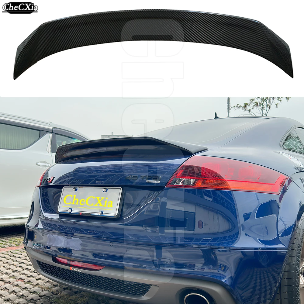 Applicable to Audi 2008-2014 TT TTS MK2 Real Carbon Fiber Highquality Rear Spoiler Bright Black Trunk Lid Diffuser AR GT Style