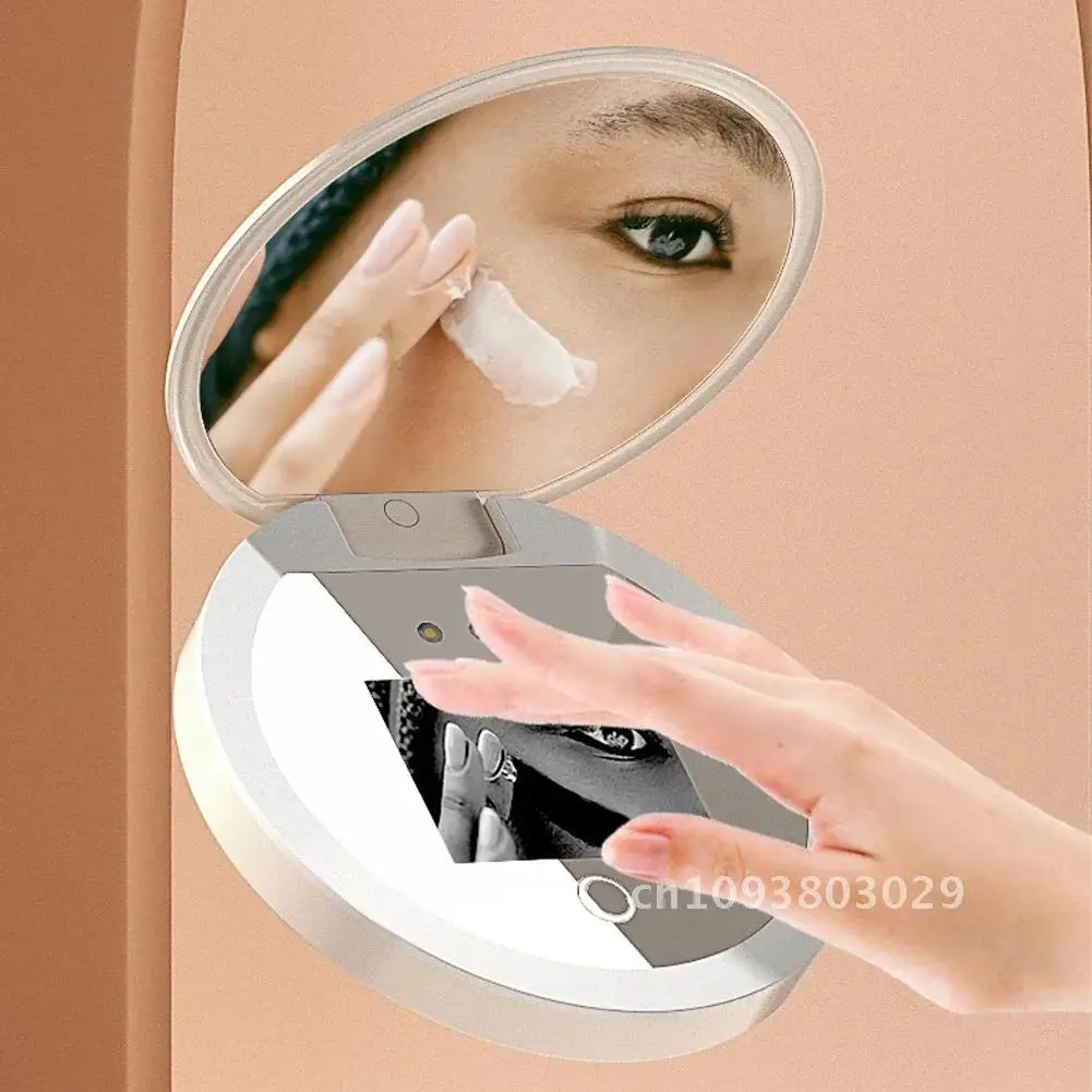 UV Mirror Sunscreen Testing Camera with Light 2X Magnification Travel Makeup 3.5in Pocket Size