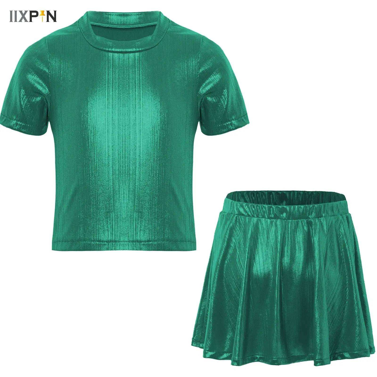 

Kids Girls Shimmery Dance Sets Ballet Gymnastics Figure Skating Costume Outfits for Modern Latin Jazz Dancing Stage Performance