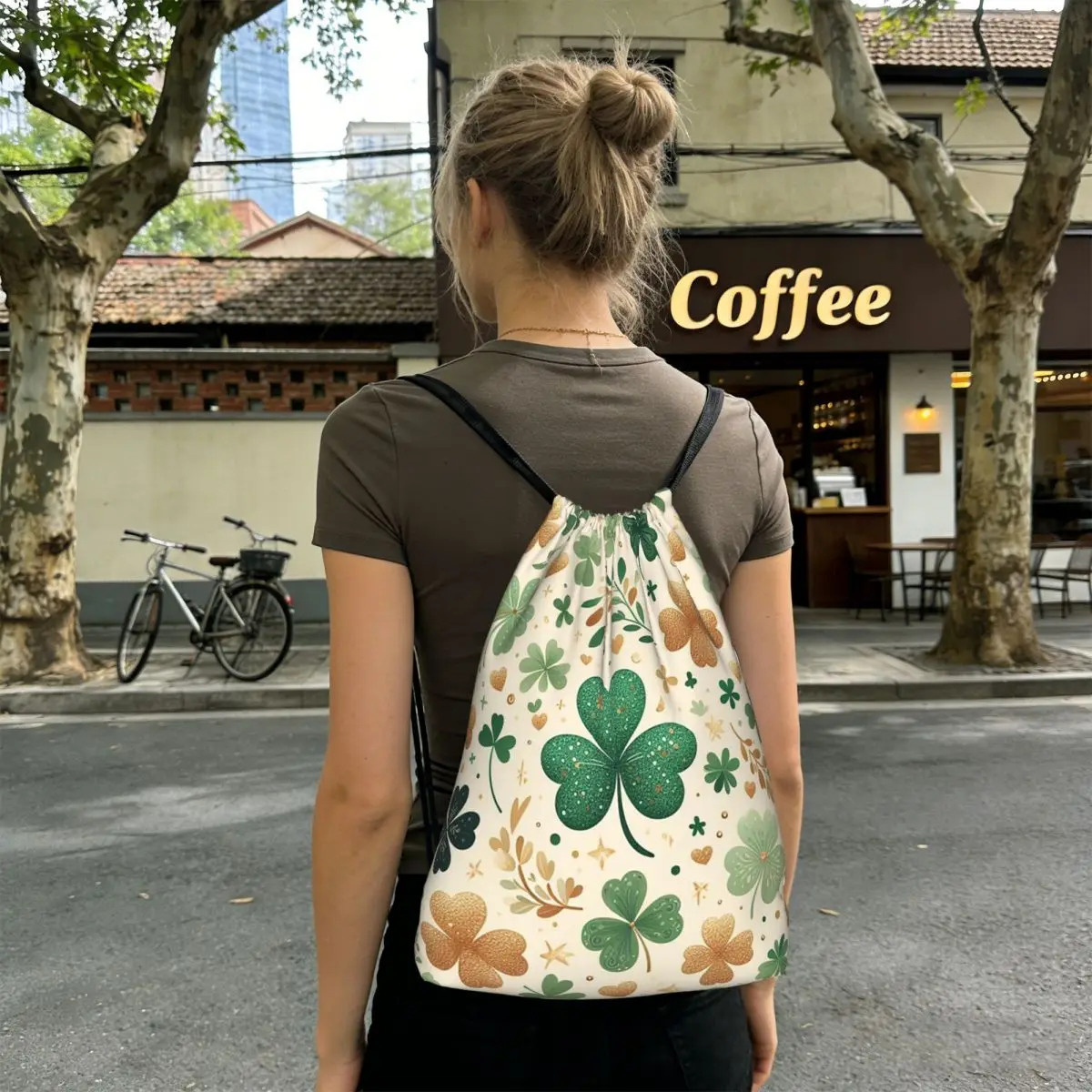 

Grass And Golden Grass Pattern Backpacks Multi-function Drawstring Bundle Pocket Sports Bag Book Bags for Travel School