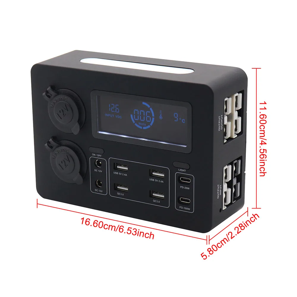 Adattatore di alimentazione per auto Scatola di alimentazione di distribuzione 10/13 porte Caricabatterie USB PD 3.0 Presa accendisigari Interruttore Display digitale Luci a LED