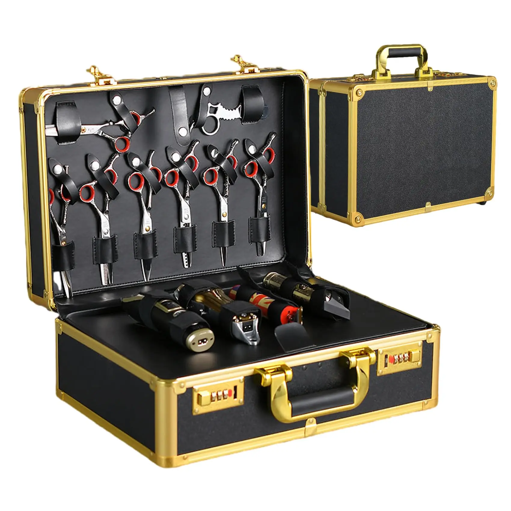 

Aluminum Portable Suitcase with Password Lock Professional Hairdressing Storage Box Large Capacity Salon Tool Carrying Case