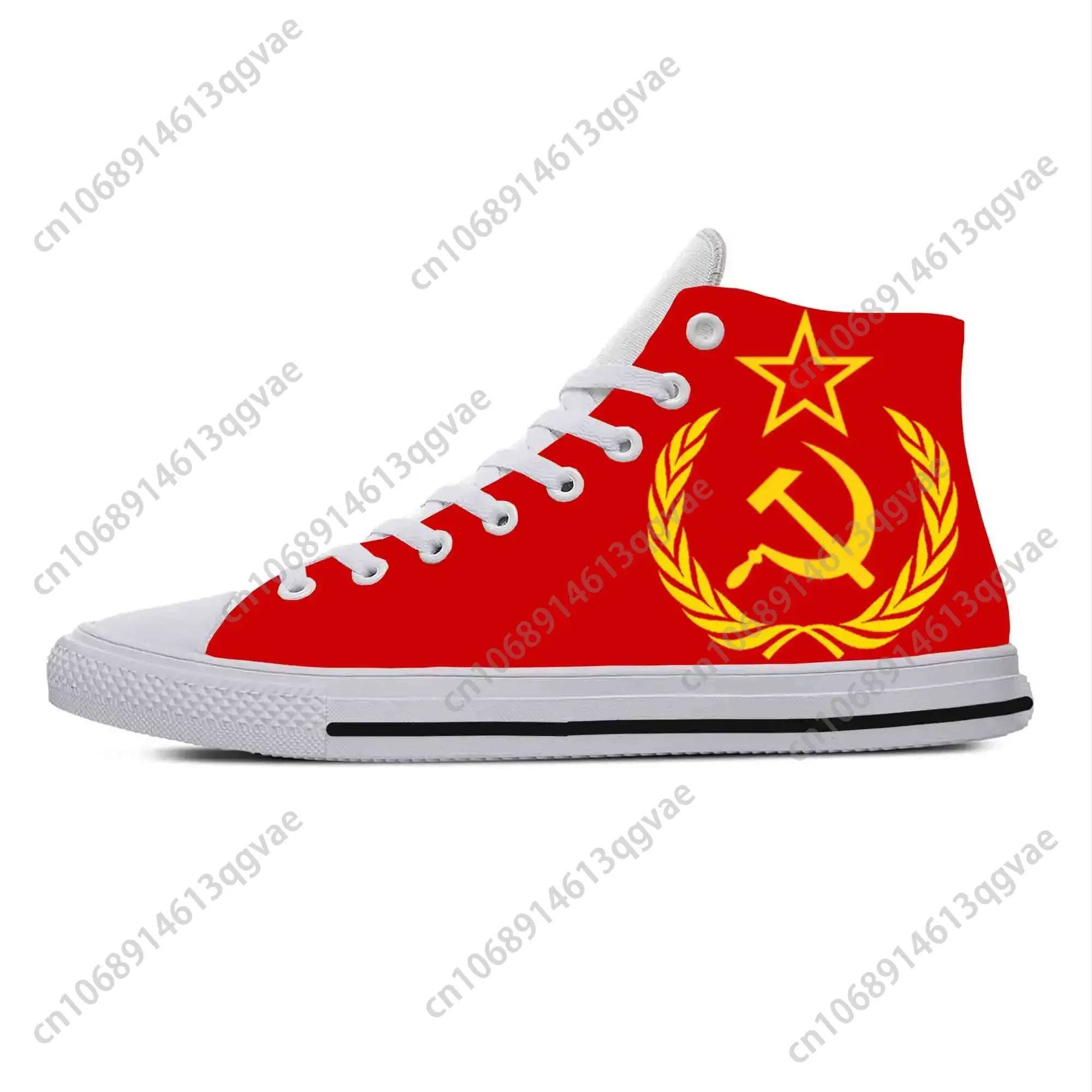 

Soviet Union CCCP USSR Flag Russia Hammer Sickle Casual Cloth Shoes High Top Comfortable Breathable 3D Print Men Women Sneakers