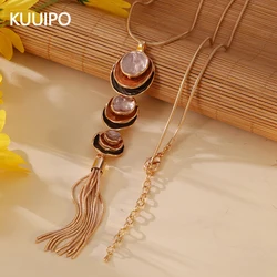 Fashion 3-Layer Round Chain Tassels Pendant Necklace for Women Accessories Trendy Gold Color Long Necklaces Party Jewelry Gift